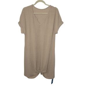 Cupshe Swimsuit Cover Up Beige Waffleknit Midi Length Short Sleeve Womens Medium